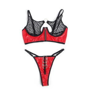 Subblime Sets-955540 BH Leder lackiert Rot mit Netzwerk · Spicy Dessous & Bodystockings (Bild 6)
