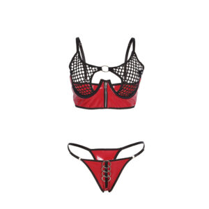 Subblime Sets-955540 BH Leder lackiert Rot mit Netzwerk · Spicy Dessous & Bodystockings (Bild 4)