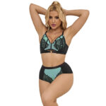 Subblime Sets-955564 Set BH mit Reißverschluss im Netz und Leder · Spicy Dessous & Bodystockings