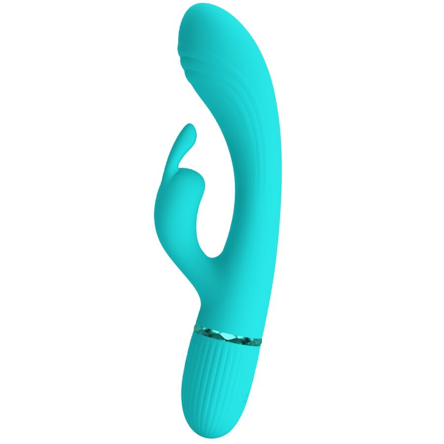 High Tech-Vibrator Rabbit Türkis-Silikon, 10 Geschwindigkeiten, USB · Vibratoren (Bild 2)