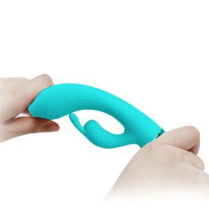 High Tech-Vibrator Rabbit Türkis-Silikon, 10 Geschwindigkeiten, USB · Vibratoren (Bild 5)