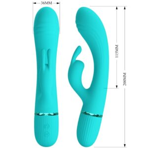 High Tech-Vibrator Rabbit Türkis-Silikon, 10 Geschwindigkeiten, USB · Vibratoren (Bild 6)