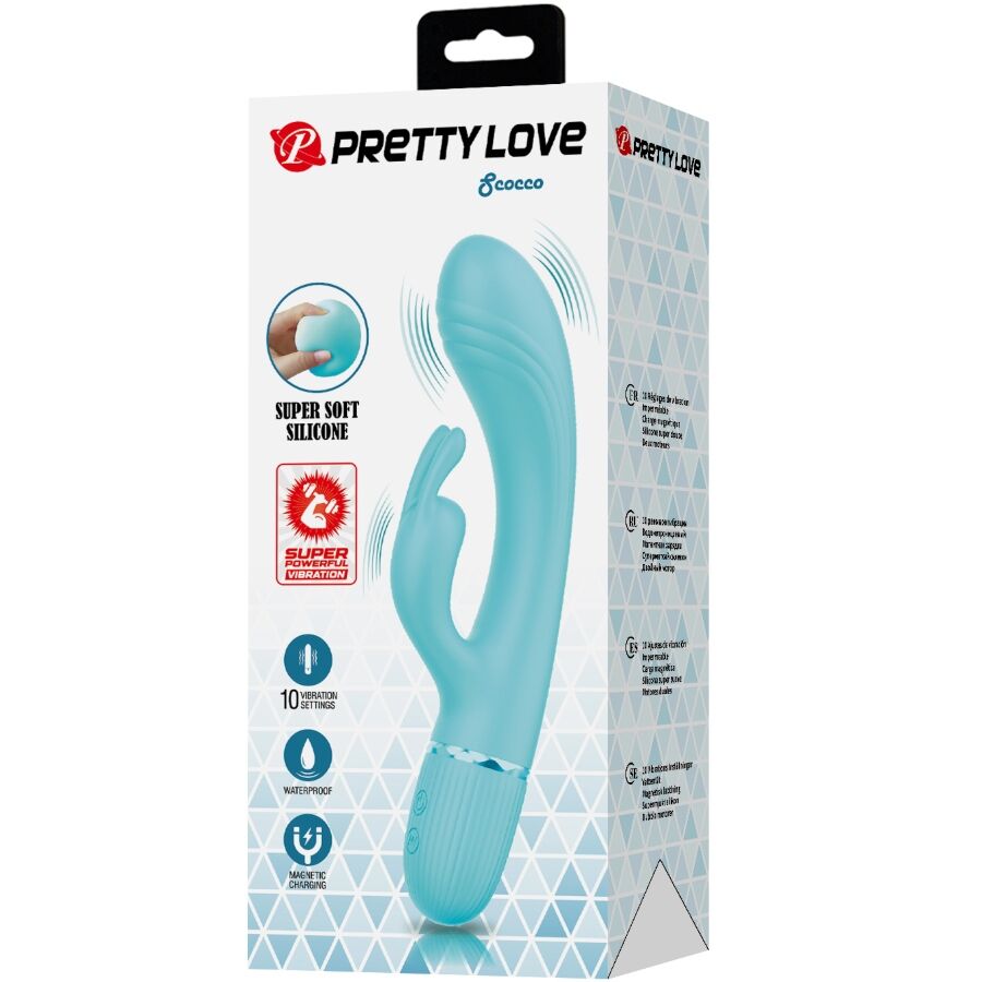 High Tech-Vibrator Rabbit Türkis-Silikon, 10 Geschwindigkeiten, USB · Vibratoren (Bild 7)