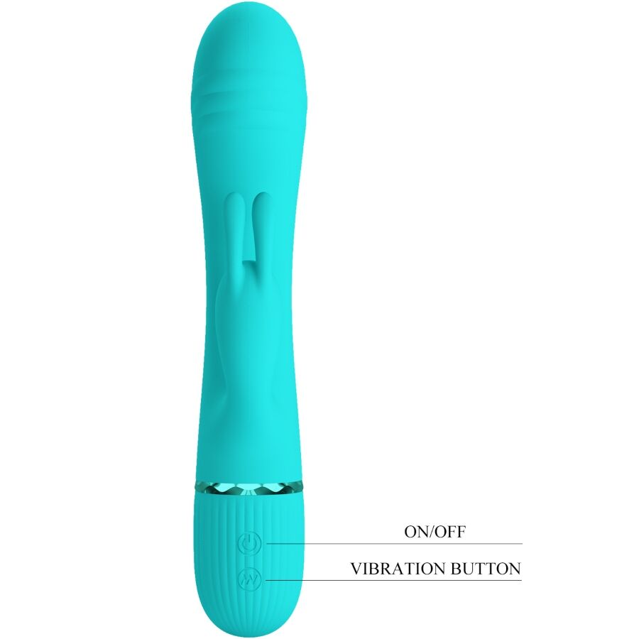 High Tech-Vibrator Rabbit Türkis-Silikon, 10 Geschwindigkeiten, USB · Vibratoren (Bild 8)