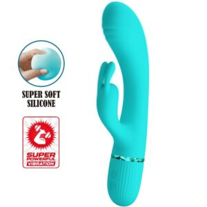 High Tech-Scocco Rabbit-Vibrator Türkis-Silikon, 10 Stufen, USB