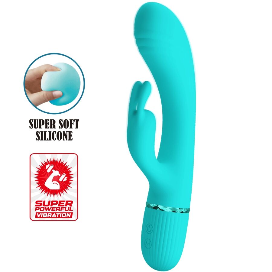 High Tech-Scocco Rabbit-Vibrator Türkis-Silikon, 10 Stufen, USB