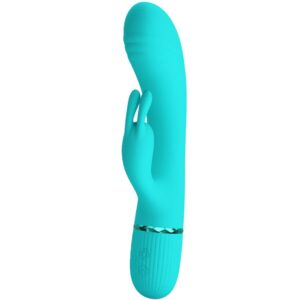 High Tech-Vibrator Rabbit Türkis-Silikon, 10 Geschwindigkeiten, USB · Vibratoren (Bild 9)