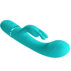 High Tech-Vibrator Rabbit Türkis-Silikon, 10 Geschwindigkeiten, USB · Vibratoren (Bild 10)