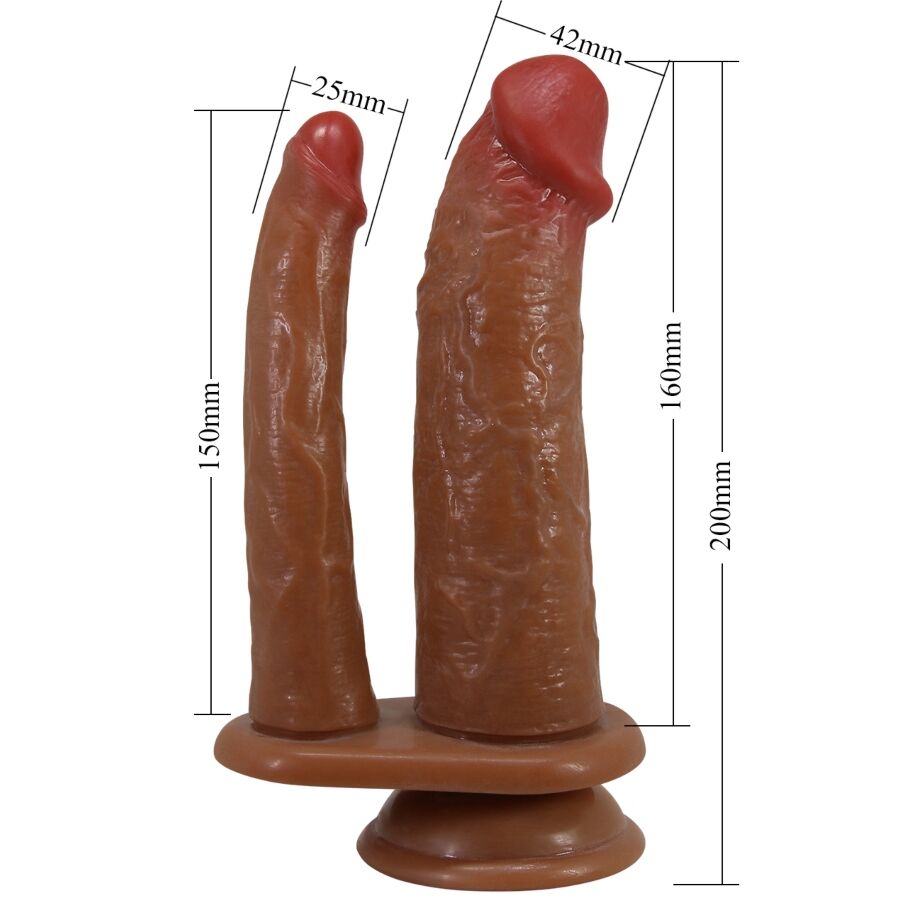 Dildos-Goran Double Dildo Realist Natural Mulato-TPR, Wasserdicht · Sextoys (Bild 3)
