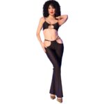 Chilirose-CR-4851 Top Schwarz und Strumpfhose mit goldenem Zubehör · Spicy Dessous & Bodystockings