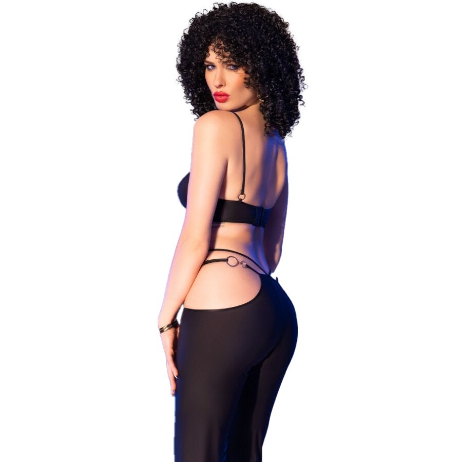 Chilirose-CR-4851 Top Schwarz und Strumpfhose mit goldenem Zubehör · Spicy Dessous & Bodystockings (Bild 2)