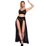Chilirose-CR-4672 Top Schwarz, Rock und Tanga mit goldenen Ketten · Spicy Dessous & Bodystockings