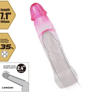 For Him-Nero Realistic Penishülle Penisverlängerung 6 cm, Rosa-TPR · Sextoys (Bild 5)