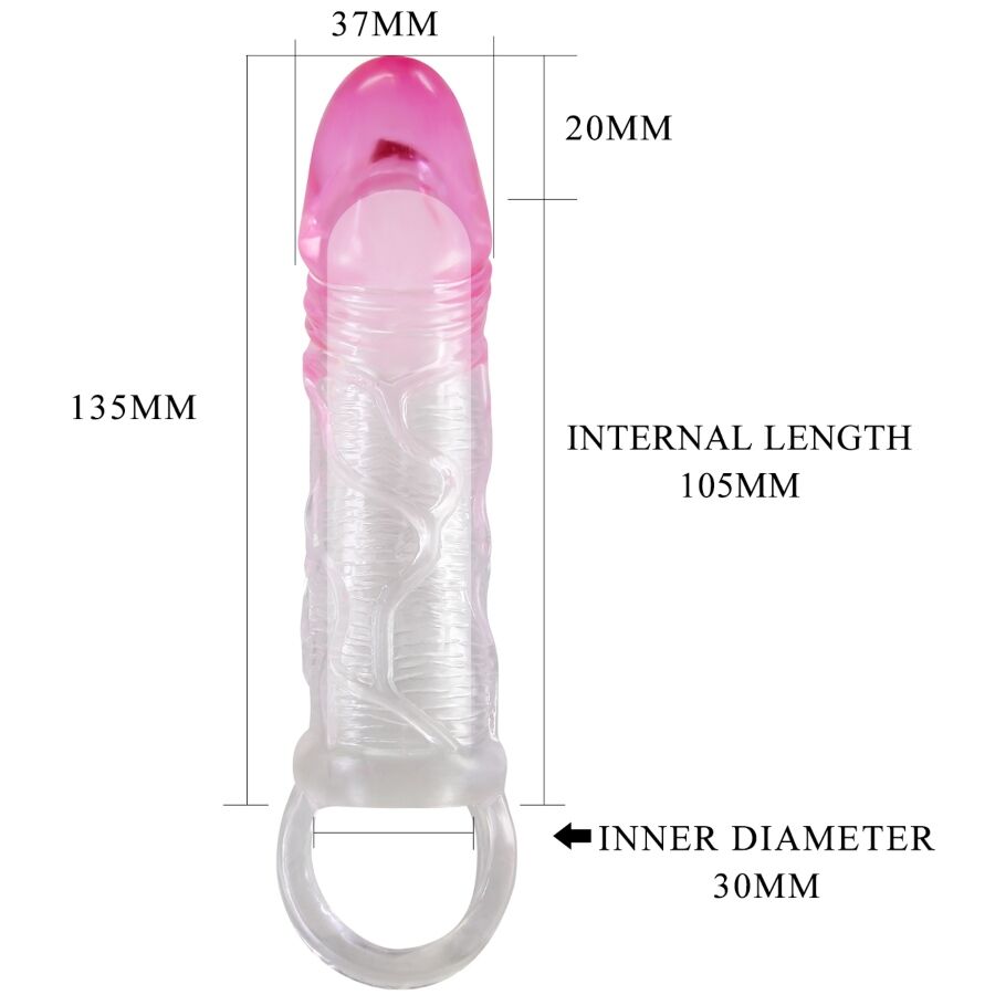 For Him-Odes Realistic Penishülle Extender 2 cm für Penis, Rosa-TPR · Sextoys (Bild 6)