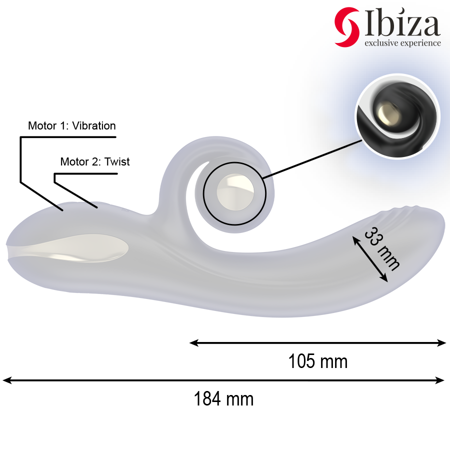 Ibiza Technology-Twister Vibrator Rotierend mit Stimulator Curvo · Vibratoren (Bild 5)