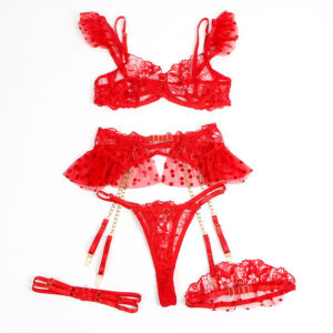 Subblime-957506 Set BH und Strumpfhose in Spitze Rot · Spicy Dessous & Bodystockings (Bild 4)