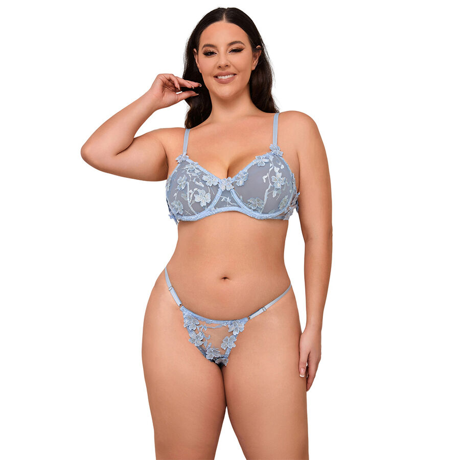 Subblime-957629 Set BH und Slip Blumenstickerei Blau · Spicy Dessous & Bodystockings (Bild 3)