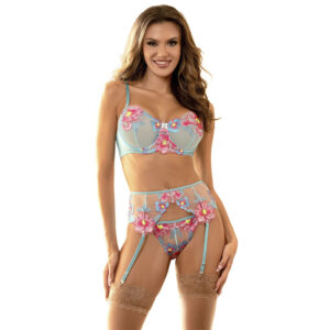 Subblime-957643 Set BH und Strumpfband mit Blumenstickerei Rosa