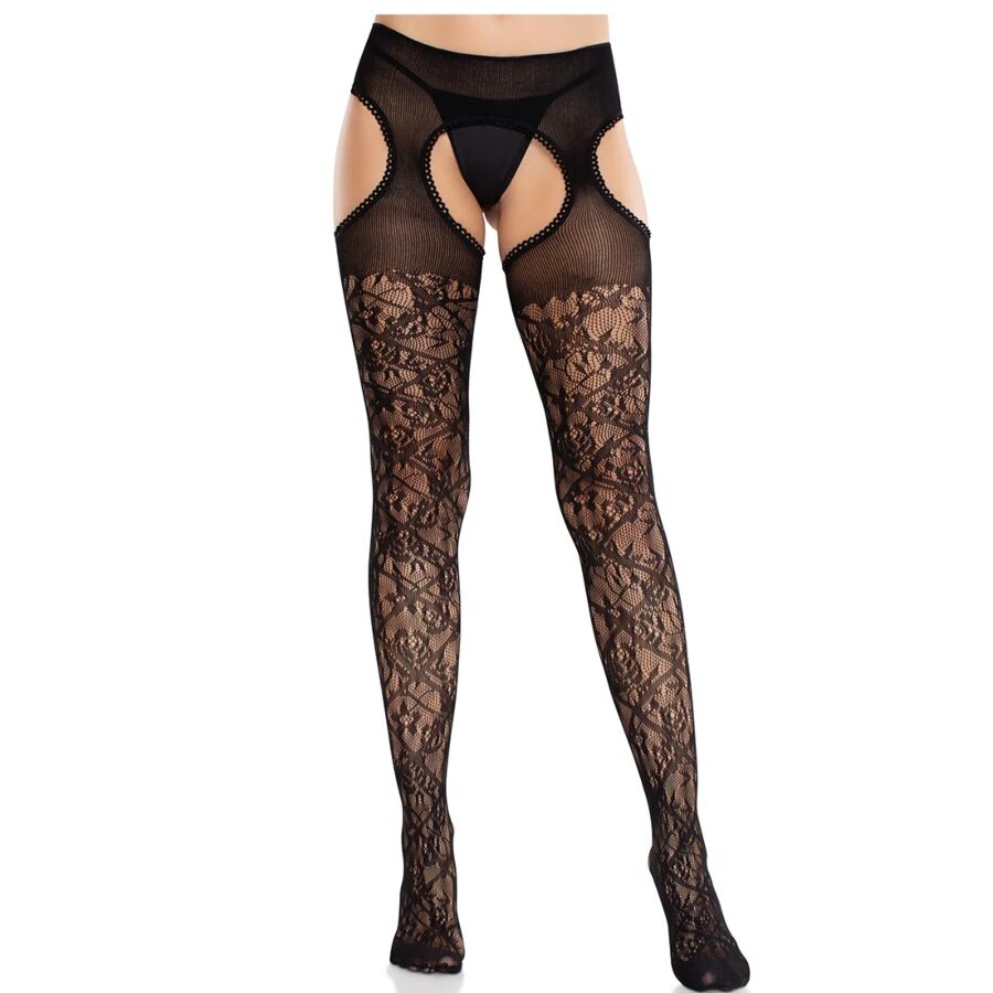 Leg Avenue Hosiery-Strümpfe aus Blumenspitze Criss-cross · Spicy Dessous & Bodystockings