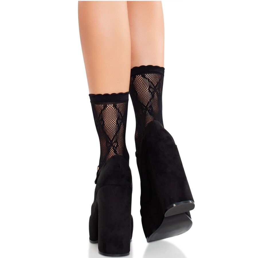 Leg Avenue Hosiery-Socken Kabelnetz mit Rock, Schwarz · Sexy Damen-Dessous (Bild 2)