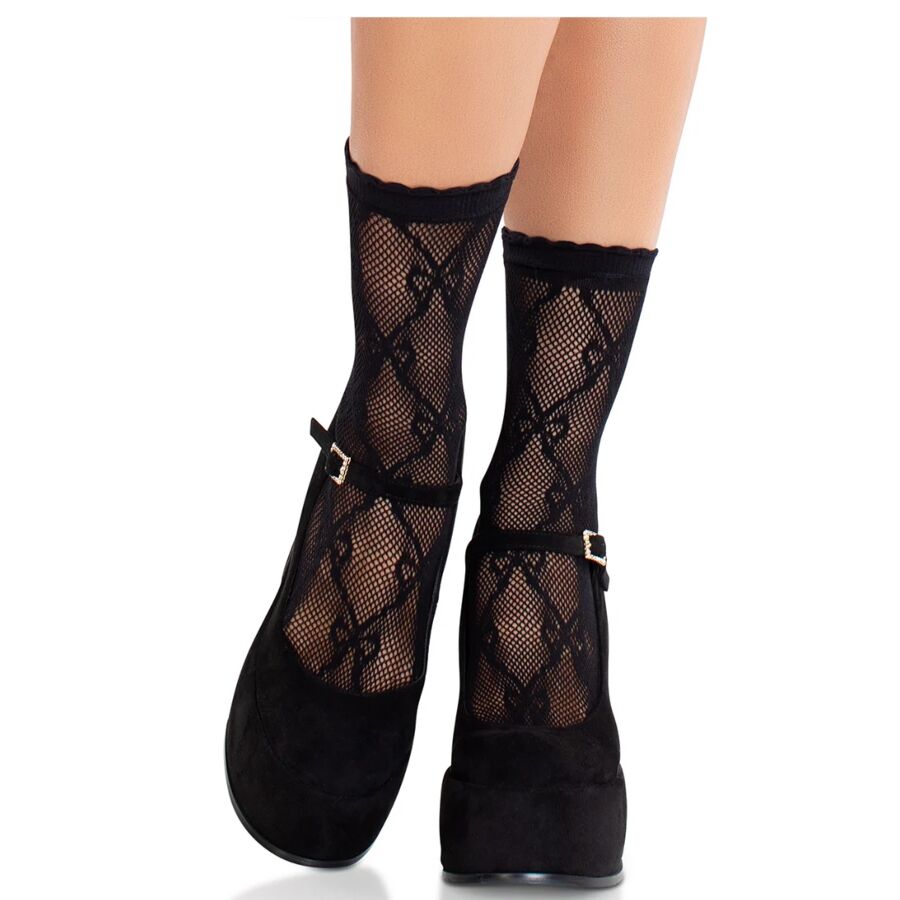 Leg Avenue Hosiery-Socken Kabelnetz mit Rock, Schwarz · Sexy Damen-Dessous