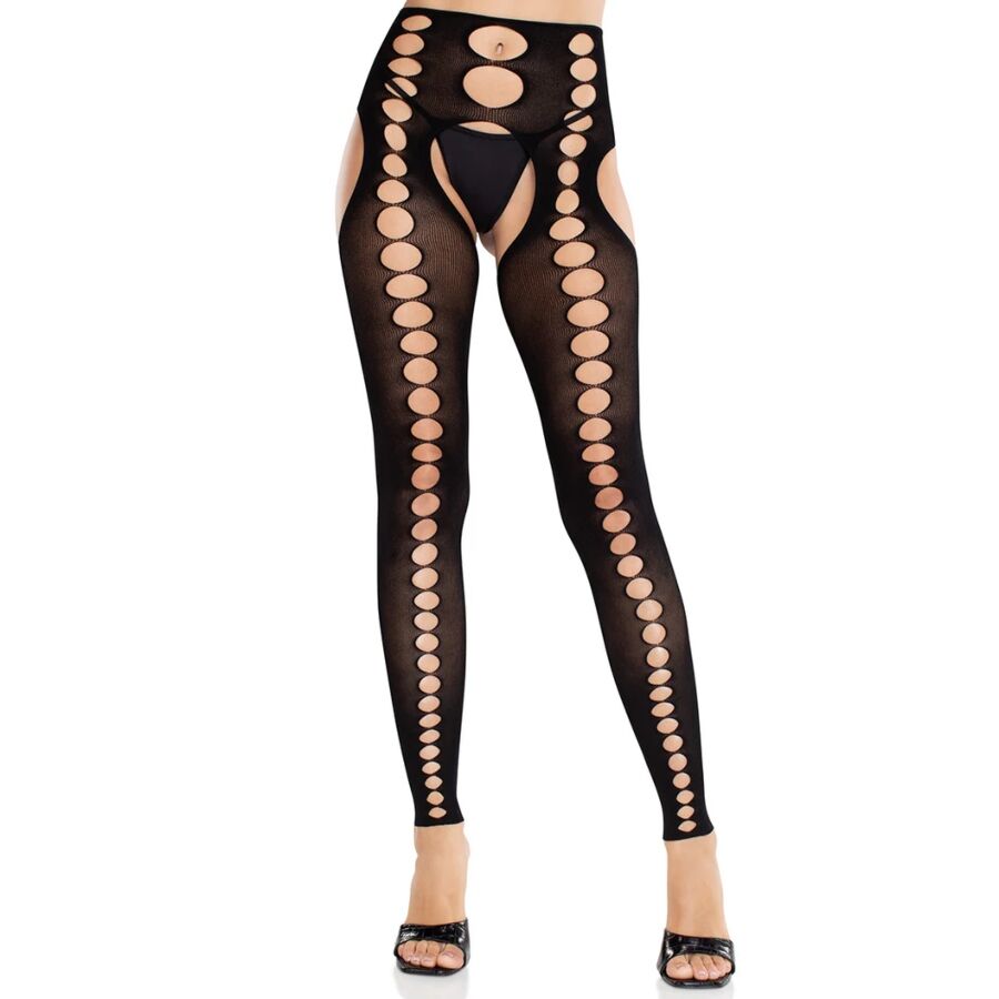 Leg Avenue Hosiery-Blickdichte nahtlose Strümpfe ohne Träger Schwarz