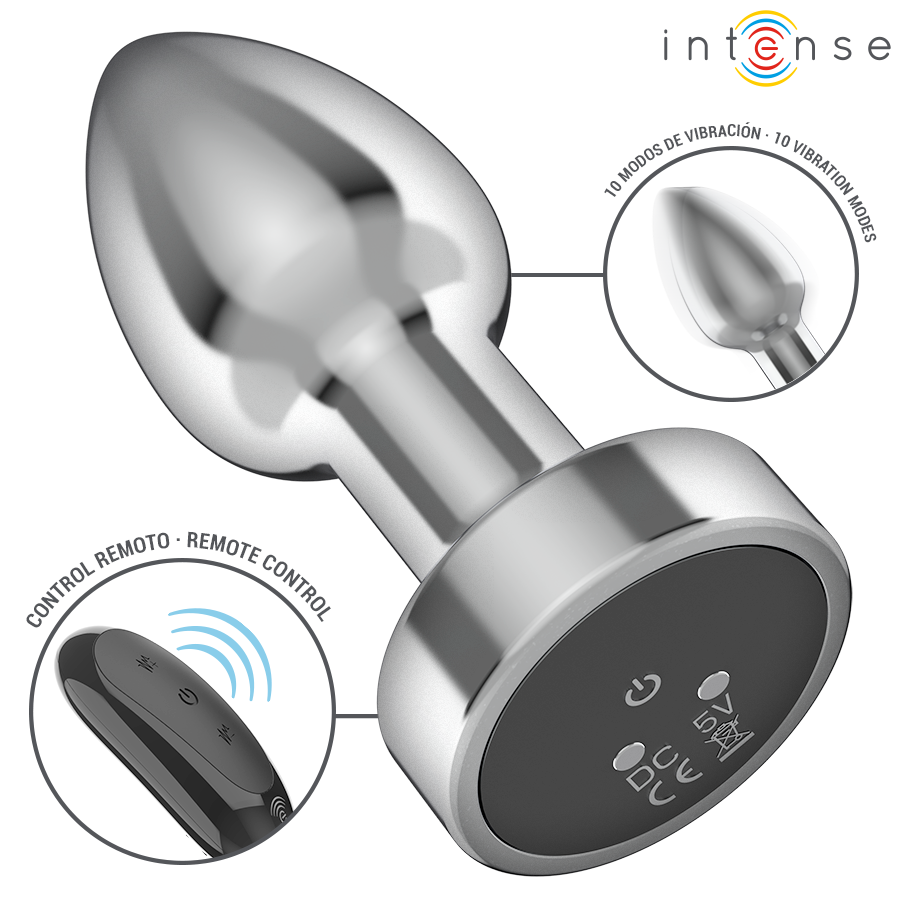 Intense-Analplug Metall mit 10 Vibrationen und Fernbedienung · Sextoys (Bild 2)