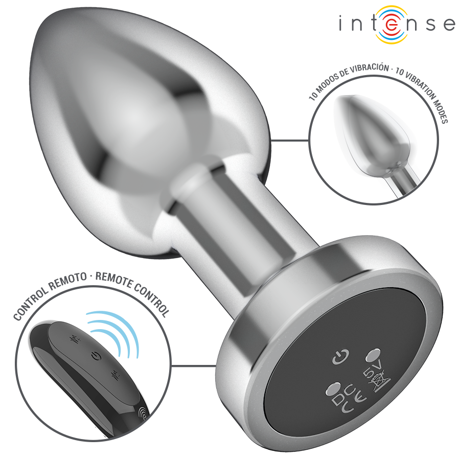 Intense-Analplug Metall mit 10 Vibrationen und Fernbedienung · Sextoys (Bild 10)