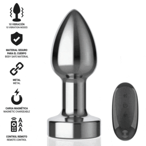 Intense-Analplug Metall mit 10 Vibrationen und Fernbedienung · Sextoys (Bild 8)