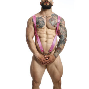 Mob-Dngeon Harness Elastic Rosa, Nachbar Rechts – One Size-Metal · Herrenunterwäsche
