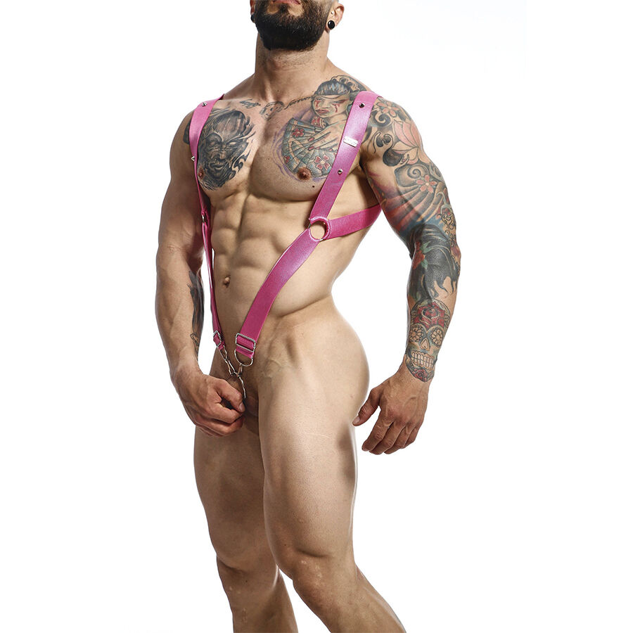 Mob-Dngeon Harness Elastic Rosa, Nachbar Rechts – One Size-Metal · Herrenunterwäsche (Bild 5)