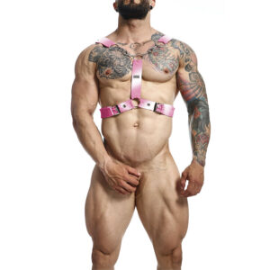 Mob-Dngeon Harness mit Kette Rosa One Size Y-Metal · Herrenunterwäsche