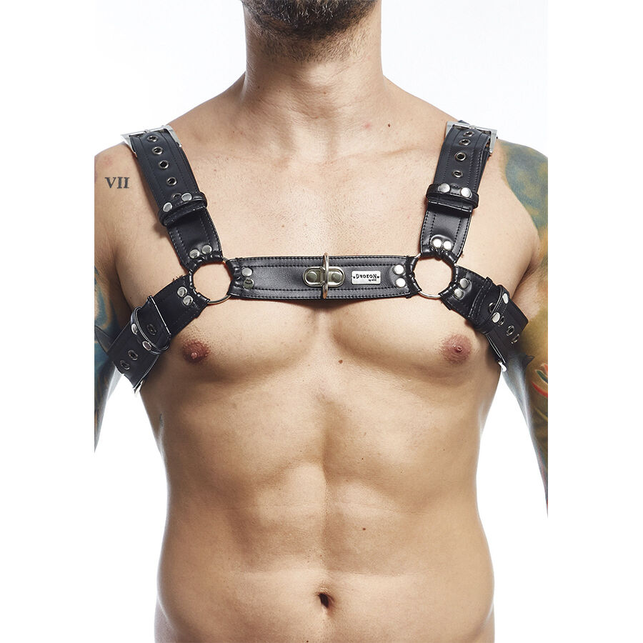 Mob-Dngeon Gürtel Harness Schwarz One Size-Metal · Herrenunterwäsche