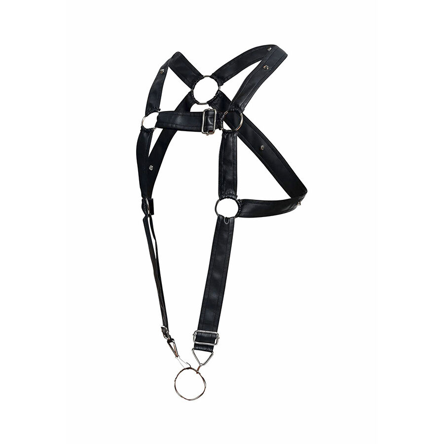 Mob-Dngeon Harness für Penis Kreuzzug Schwarz – One Size-Metal · Herrenunterwäsche (Bild 2)
