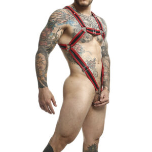 Mob-Dngeon Harness für Penis Kreuzzug Rot One Size-Metal · Herrenunterwäsche (Bild 5)