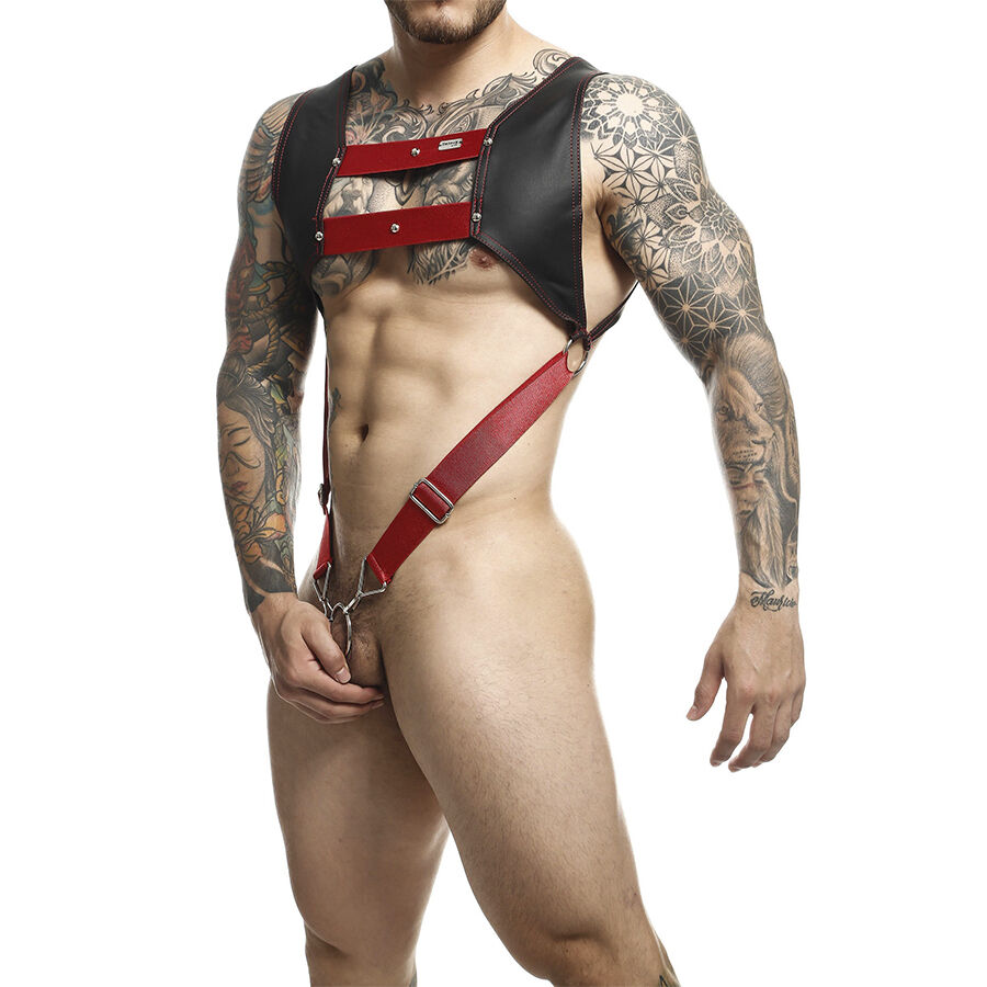 Mob-Dngeon Harness mit Ring für Rot Penis One Size-Pelle · Herrenunterwäsche (Bild 3)