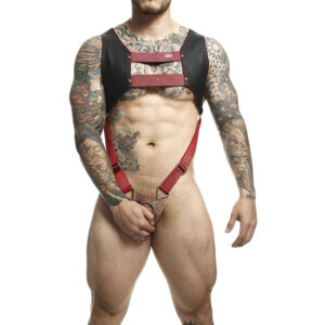 Mob-Dngeon Harness mit Ring für Rot Penis One Size-Pelle · Herrenunterwäsche