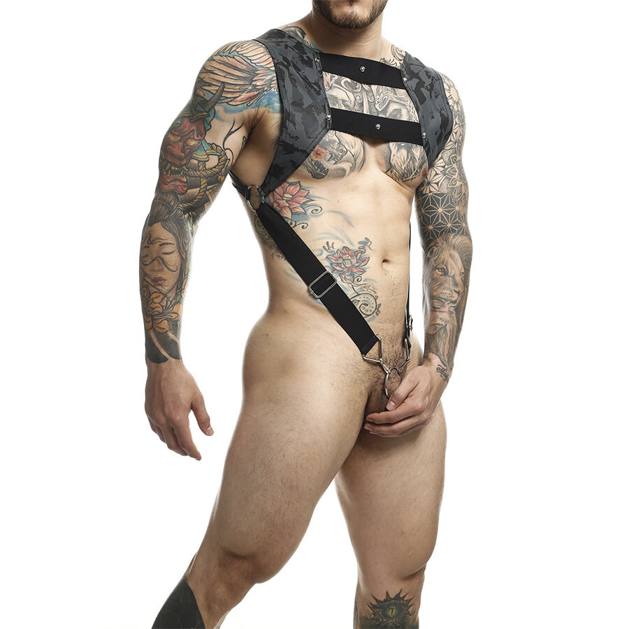 Mob-Dngeon Harness mit Silber Ring für Penis One Size-Metal · Herrenunterwäsche (Bild 2)