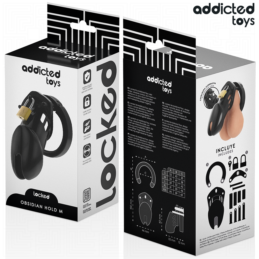 Addicted Toys Locked-Locked Obsidian Hold Käfig für Penis · BDSM-Zubehör (Bild 3)