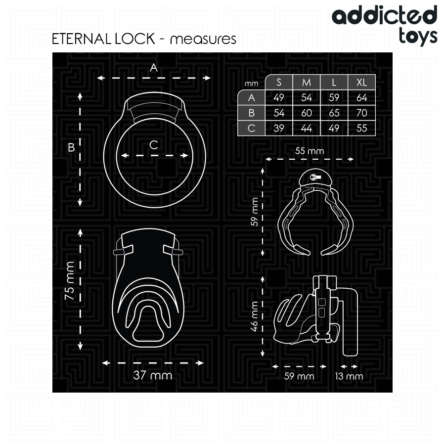 Addicted Toys Locked-Locked – Eternal Lock Käfig für Penis 9 cm · BDSM-Zubehör (Bild 2)