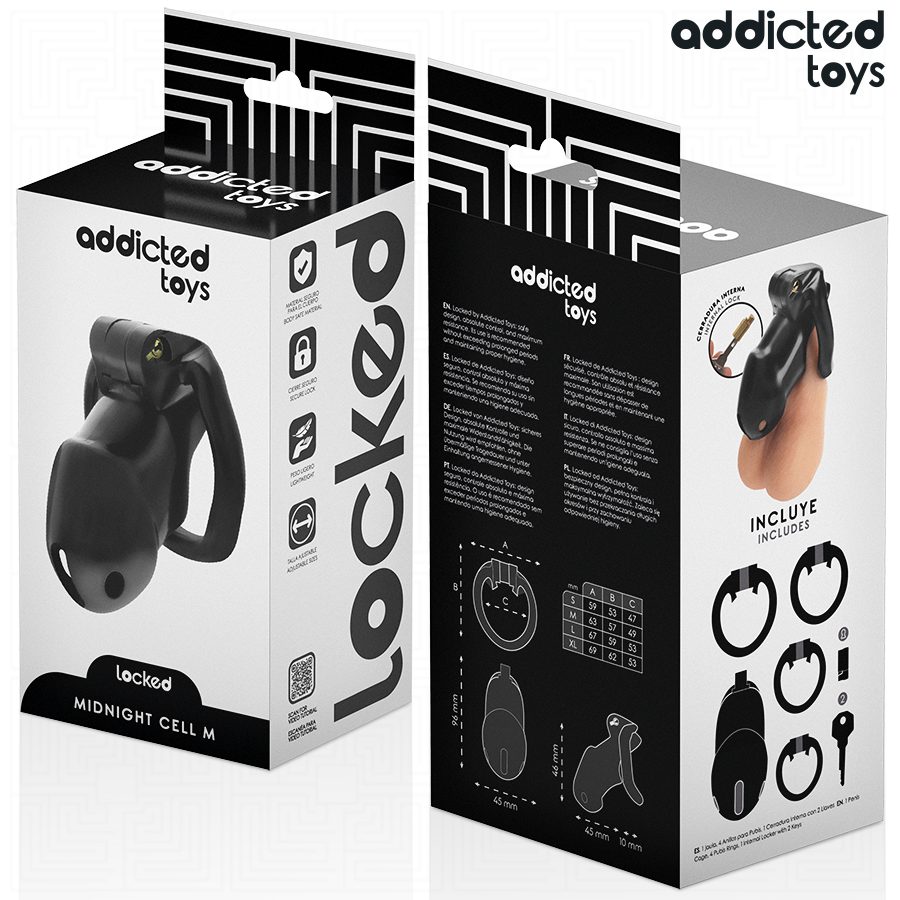 Addicted Toys Locked-Locked – Mindnight Cell Käfig für Penis-Größe · BDSM-Zubehör (Bild 3)