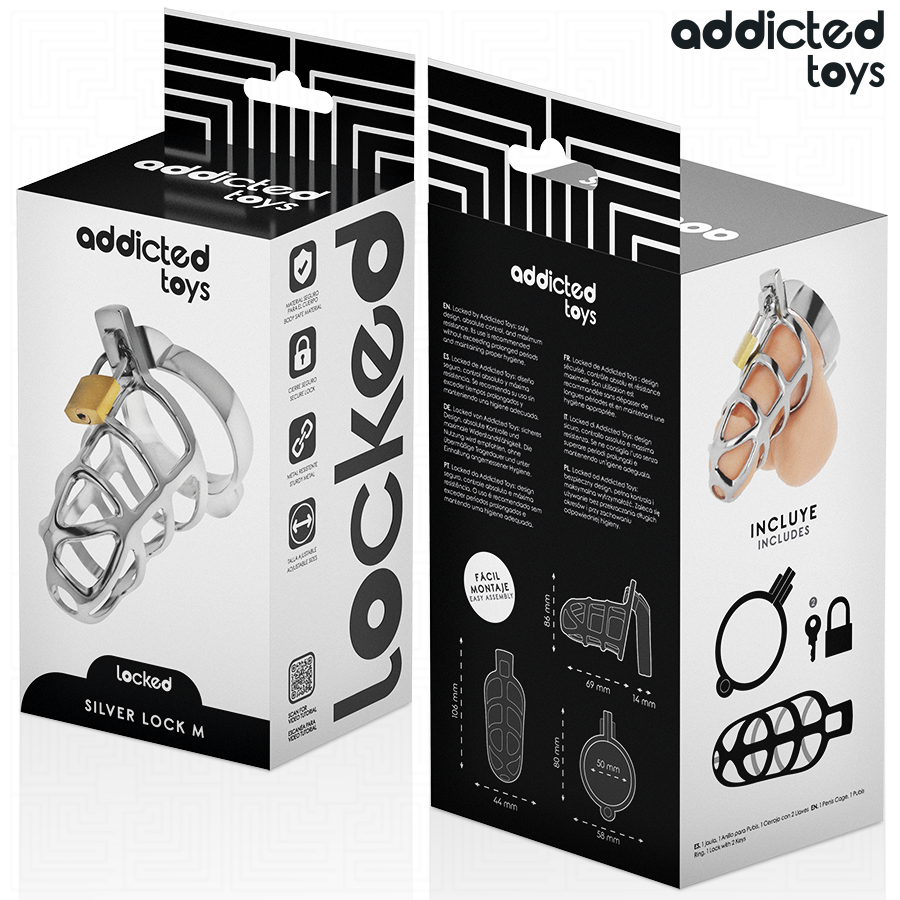 Addicted Toys Locked-Locked – Silver Lock Peniana Käfig in Metall · BDSM-Zubehör (Bild 7)