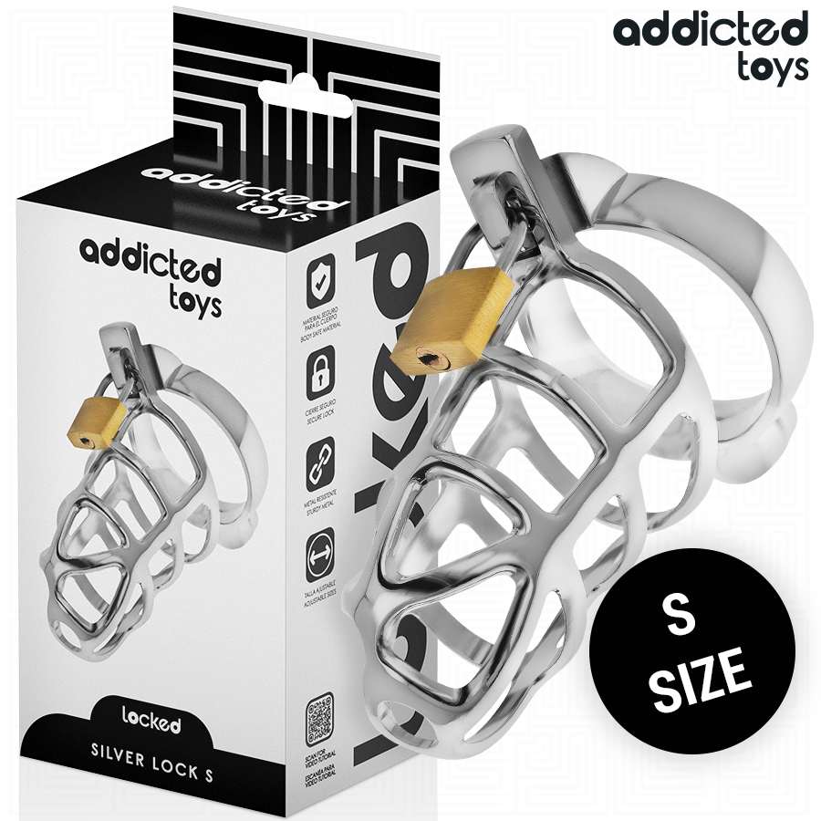 Addicted Toys Locked-Silver Lock Metall Käfig für den Penis · BDSM-Zubehör (Bild 2)