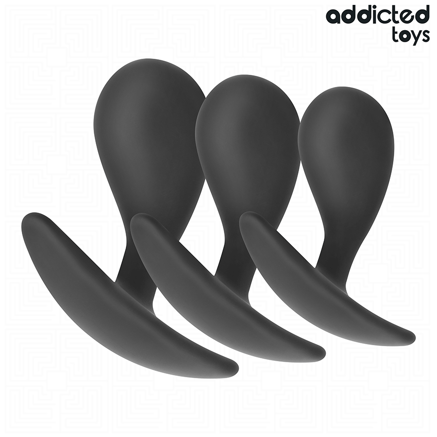 Addicted Toys-Set mit 3 Analplugs aus Silikon Modell 3