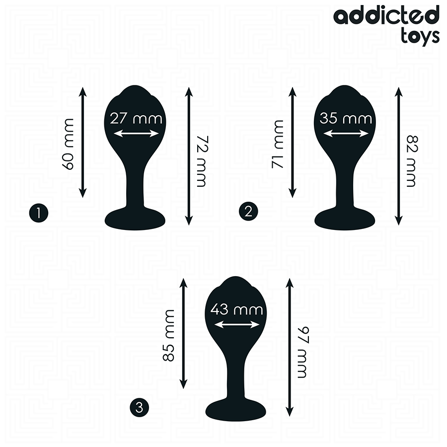 Addicted Toys-Set von 3 Analplug in Silikon mit Schmuck · Sextoys (Bild 2)