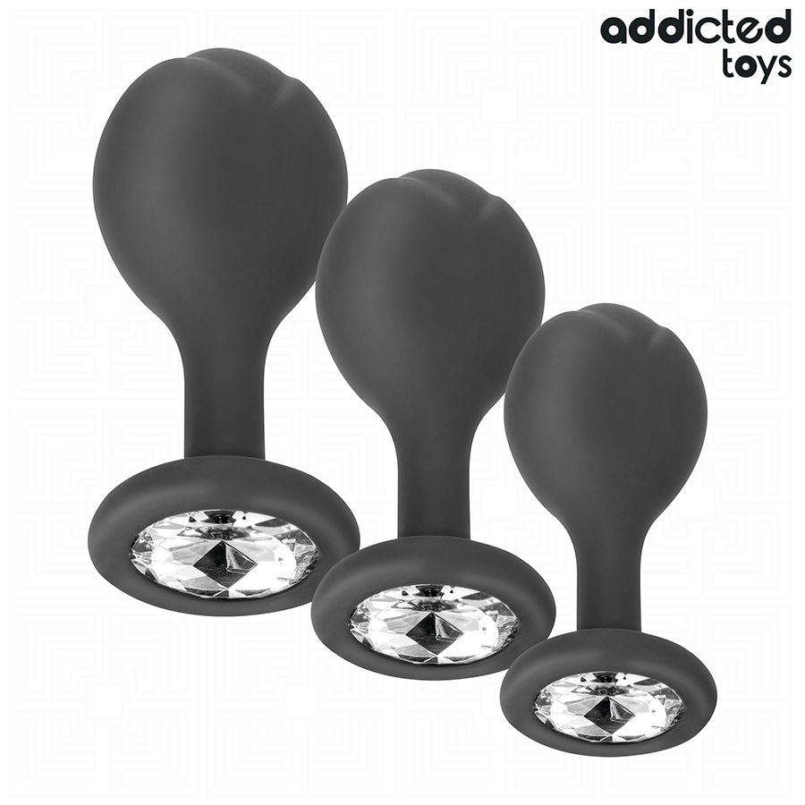 Addicted Toys-Set von 3 Analplug in Silikon mit Schmuck · Sextoys