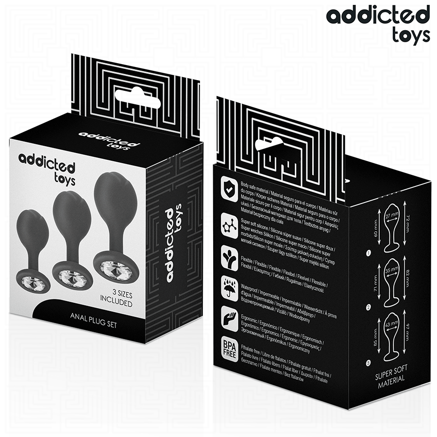 Addicted Toys-Set von 3 Analplug in Silikon mit Schmuck · Sextoys (Bild 5)
