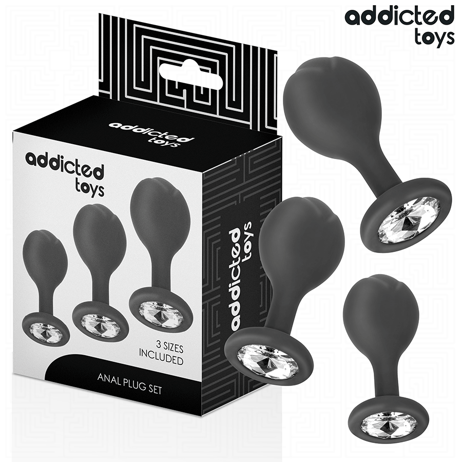 Addicted Toys-Set von 3 Analplug in Silikon mit Schmuck · Sextoys (Bild 7)