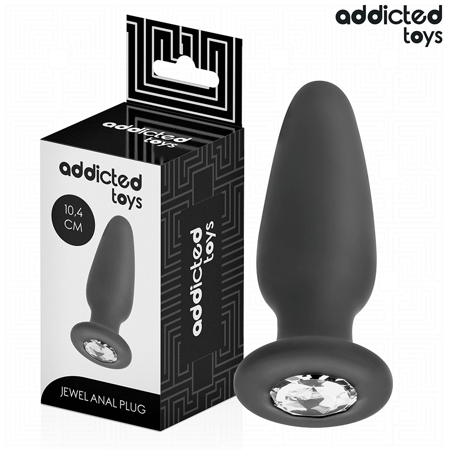 Addicted Toys-Analplug mit Schmuckstein aus Silikon M 10.4 cm