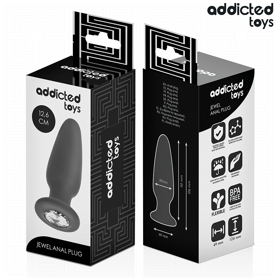 Addicted Toys-Anal Plug mit Schmuck, Silikon, Größe L 12.6 cm · Sextoys (Bild 5)